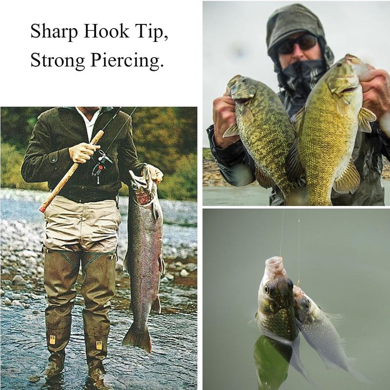 HSYMQ 10PCS High-Carbon Steel Circle Hooks Barbed Fishing Hooks with Holes, Freshwater and Saltwater Fishing Hooks for Tuna, Catfish, Bass - Image 4